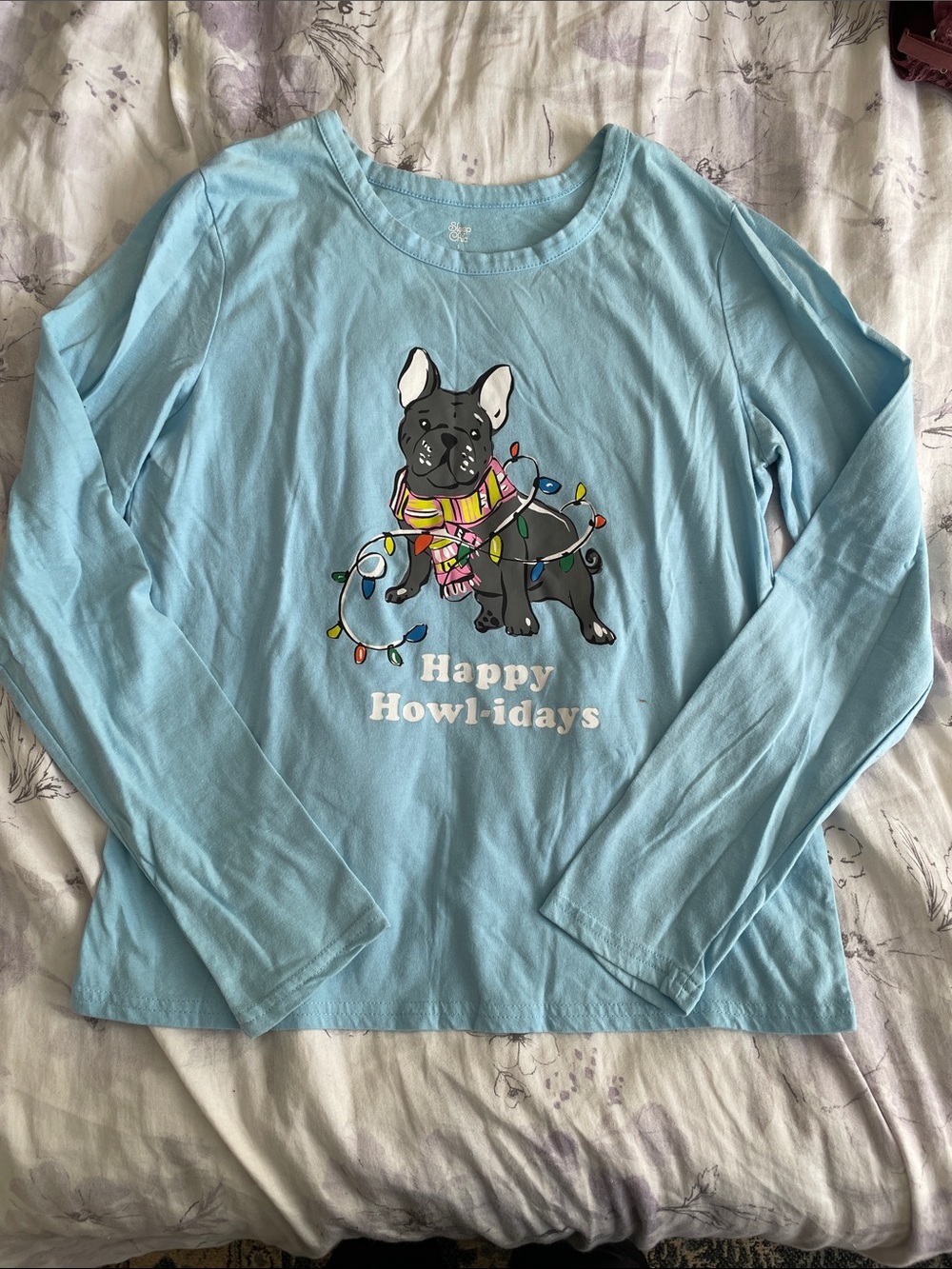 Light Blue Adult Long-Sleeve 'Happy Howl-idays' Tee